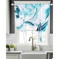 thumbnail image 5 of Marble Ripple Tie Up Curtains for Window, Thermal Insulated Balloon Shade Adjustable Rod Pocket Curtains Valance Panels for Kitchen Bathroom Cafe 52 x 45 Blue White Marble Lines Abstract Art, 5 of 6
