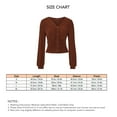 thumbnail image 5 of Camiseta corta de manga larga con cuello en V y botones para mujer, camiseta informal para uso diario, 5 of 5