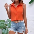thumbnail image 6 of Womens Sleeveless Button Down Shirt Tops V Neck Business Casual Collared Blouses Tank Top Orange Red S, 6 of 8