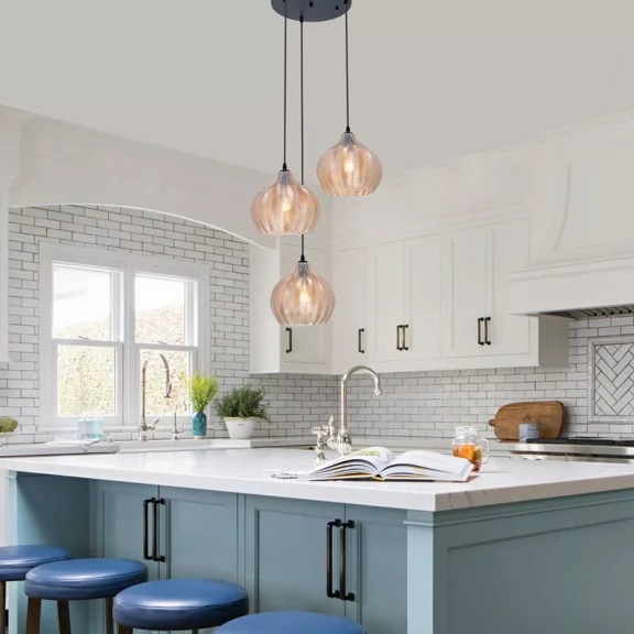 More Change 3-Heads Cluster Chandelier Glass Pendant Ceiling Fixture Hanging Light Fixtures