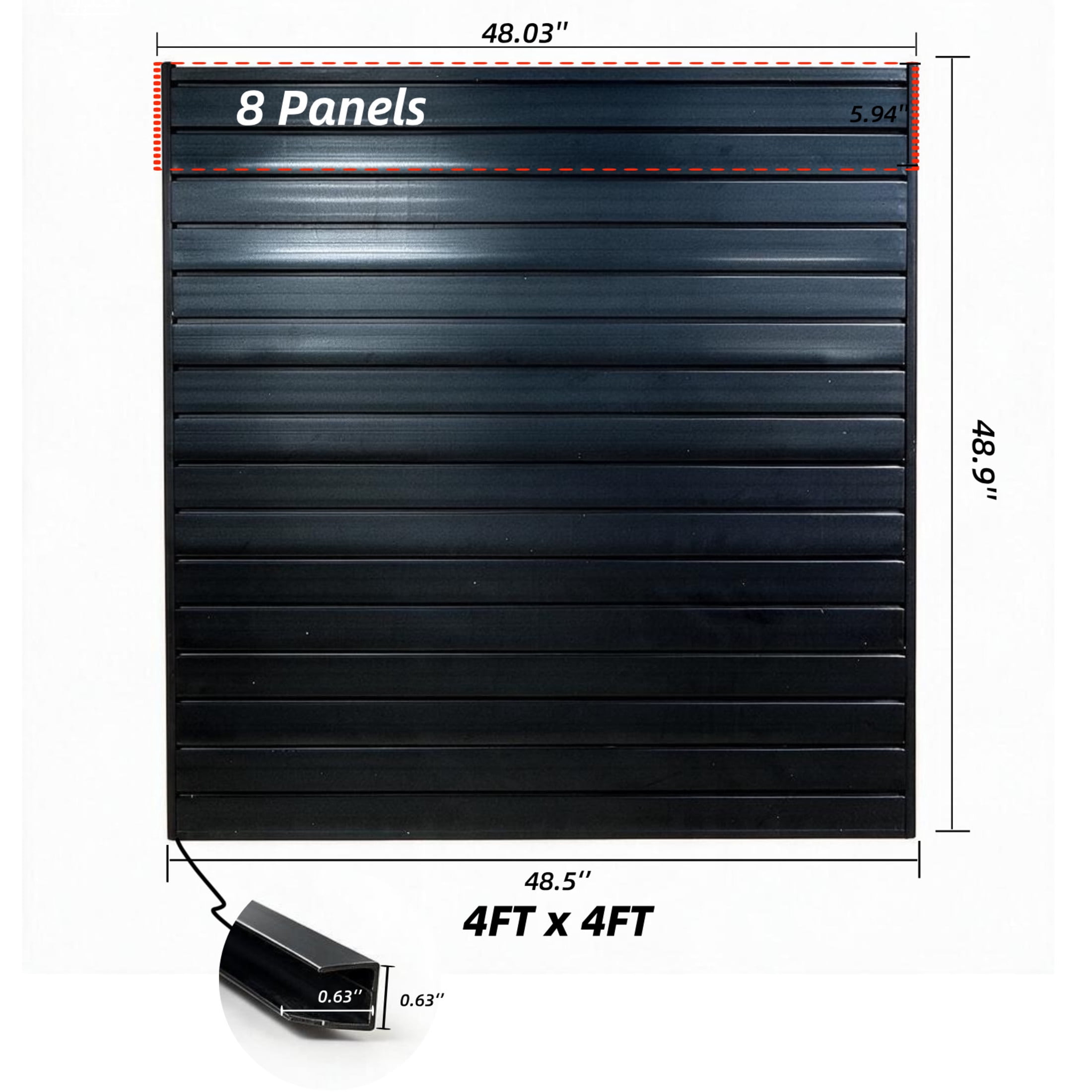 GDF Studio 4x4FT PVC Slatwall Panel Kit Garage Storage System with 12 Hooks, Lightweight Water-Resistant Panels, Black