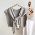 thumbnail image 2 of ZQUUVOU Women's Sweater Shawl Wraps Knitted Knotted Shawls Solid Color Scarf Cape Shoulder Tops Blouses Fashion Wrap Gray, 2 of 5