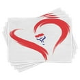 thumbnail image 1 of Ambesonne Love Place Mats Set of 4, Brush Drawing Heart Sign, Standard Size, Red Blue White, 1 of 6