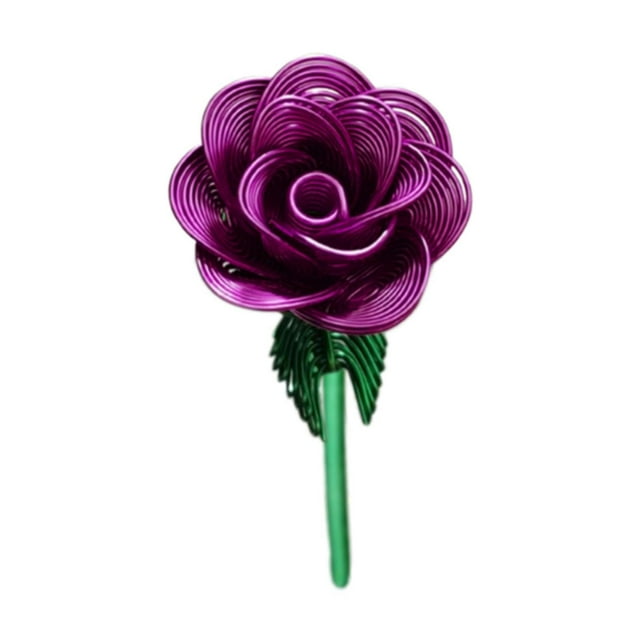 Ramo de rosas artificiales de metal que nunca se marchita, 23 cm, regalo de cumpleaños para hotel. Púrpura
