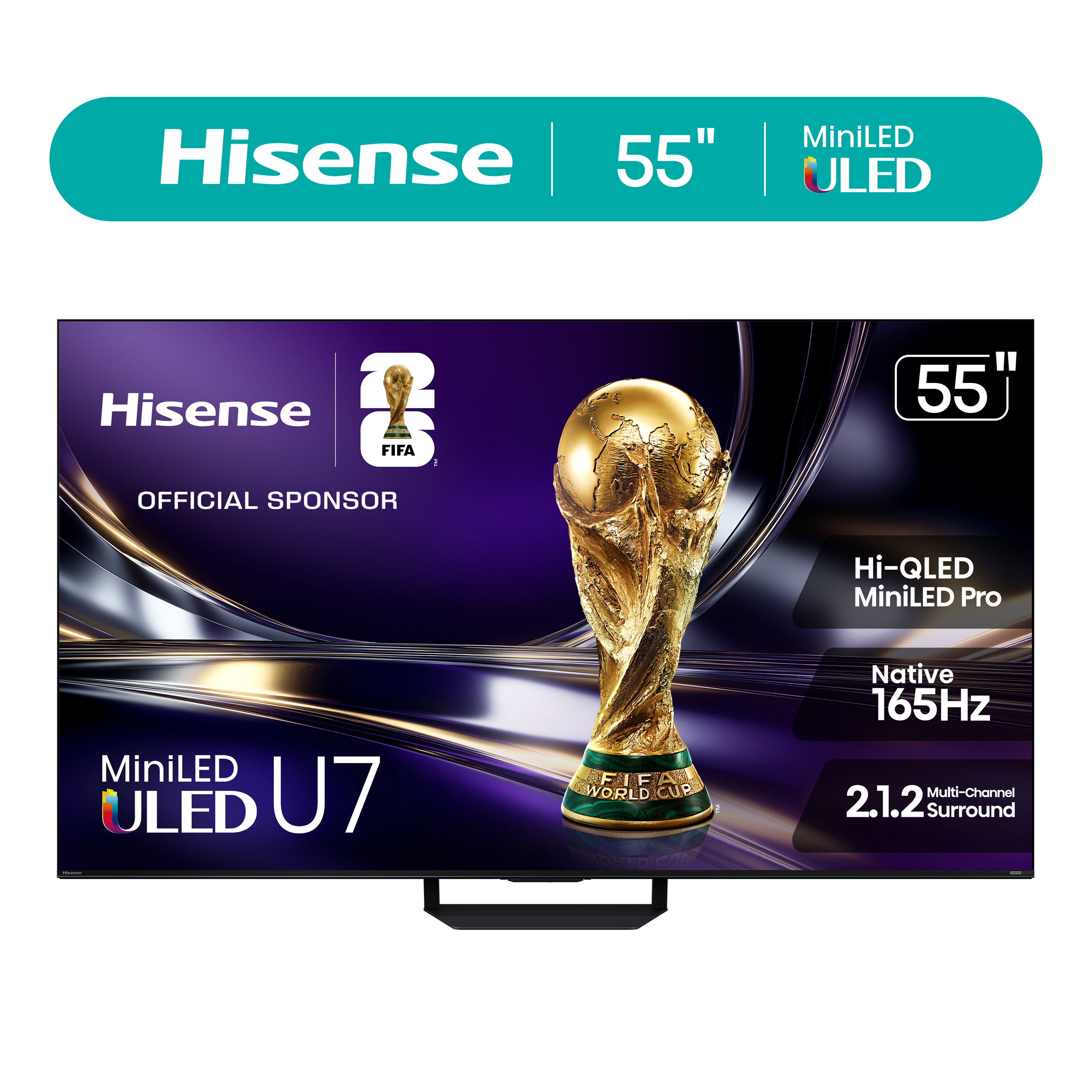 Hisense 55" U7 Mini-LED ULED 4K UHD Smart Google TV (55U7SG, 2026 Model) - Hi - QLED MiniLED , Native 165Hz, VRR 330, HDR10+, Dolby Vision, IMAX Enhanced, Anti-Reflection & Glare-Free
