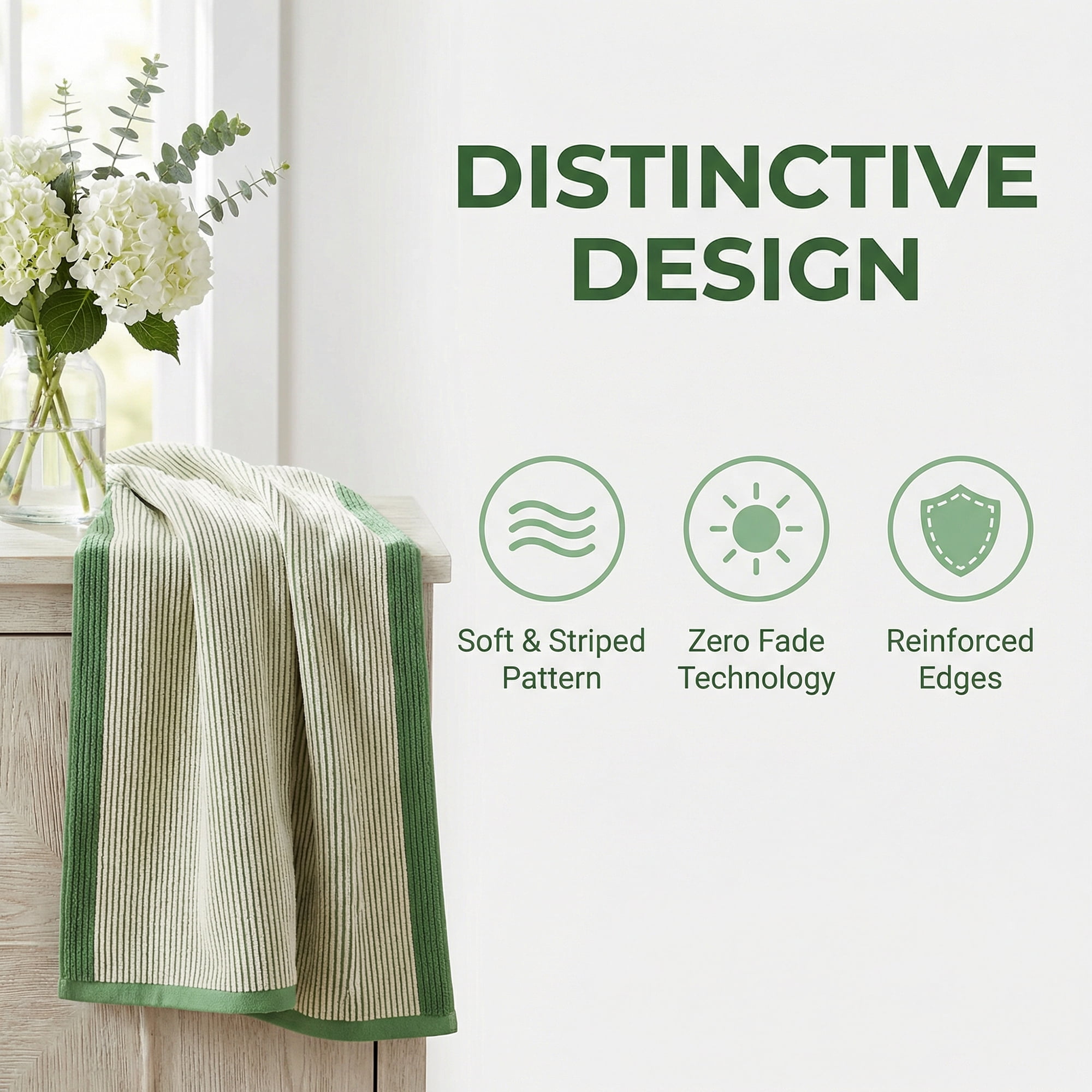 Unique Bargains Soft Highly Absorbent Cotton Striped Bath Towel 2 Pack Green/Red 55"x28"