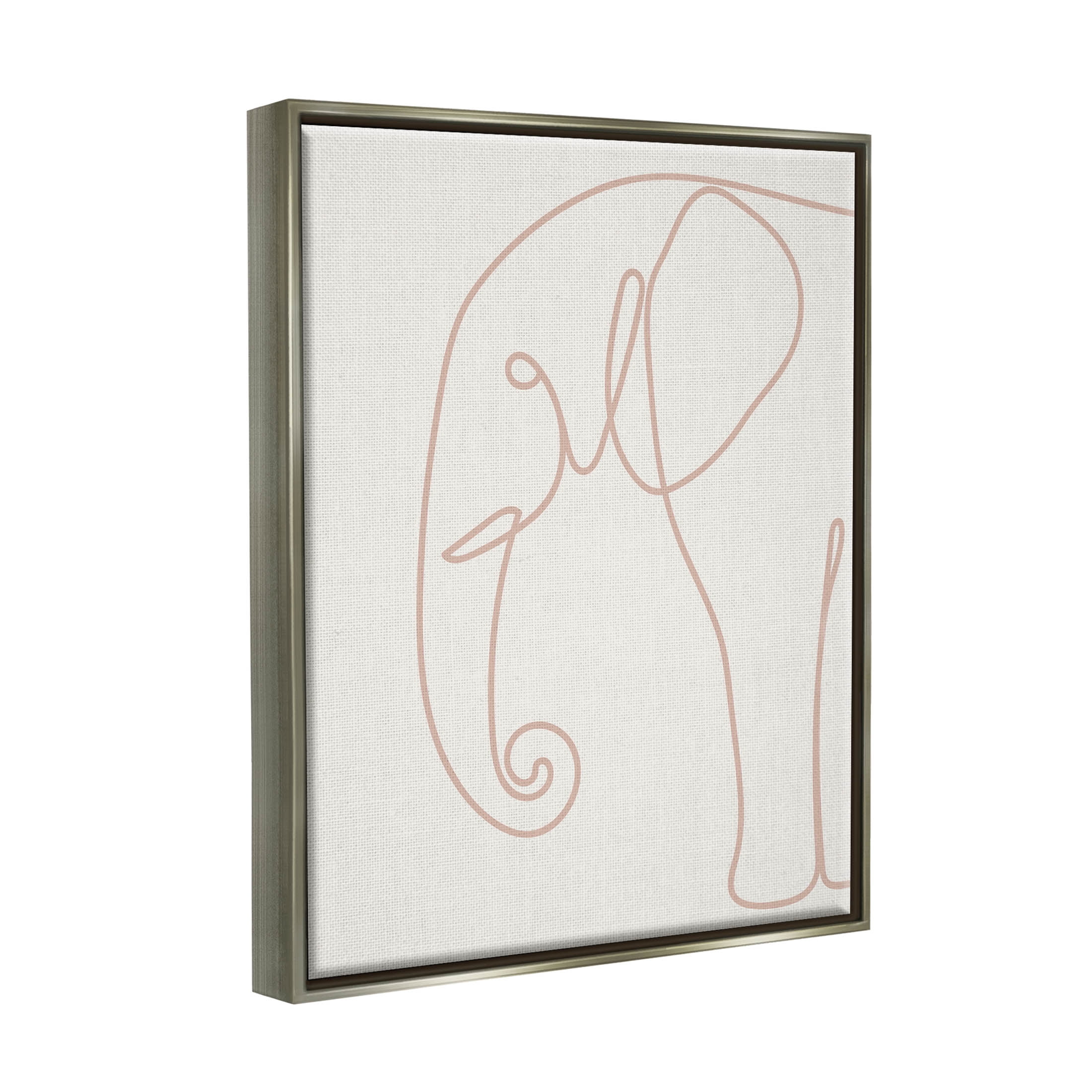 Elephant Doodle Outline Shape Animals & Insects Graphic Art Luster Gray Framed Art Print Wall Art