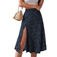 thumbnail image 2 of Falda con estampado floral dividida, elegante, informal, cómoda, para vacaciones, fiesta en la playa, azul XL, 2 of 6