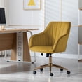 thumbnail image 4 of Duhome Velvet Desk Chair with Arms, Swivel Adjustable Office Chair Computer Task Chair with Wheels, Yellow and Gold, 4 of 7