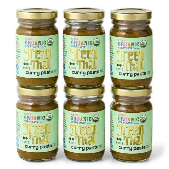 Mike's Organic Green Thai Curry Paste - Case of 6 x 4.23 oz Glass Jars