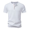 thumbnail image 6 of Mens Waffle Knit Henley T Shirts Short Sleeve Casual Textured Muscle Slim Fit Pullover Soft Stretch Workout Athletic Tee Summer Fashion Basic Solid Color Tops, 6 of 10