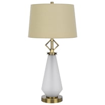 Rizo 32 Inch Table Lamp, Tapered Style Frosted Glass Base, Beige Shade