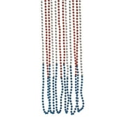 Fun Express - TrI-Color Patriotic Beaded Necklaces for Fourth of July - Jewelry - Mardi Gras Beads - Mot Round - Fourth of July - 48 Pieces