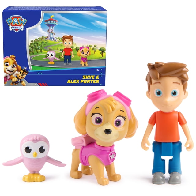 Figuras de juguete Paw Patrol Skye y Alex Porter, paquete de 3