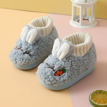 

Cute Animal Anti-Grip Indoor Slipper Plush Floor Socks for Baby Boy and Girl Toddlers Light Blue 24-25