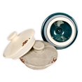 thumbnail image 4 of Drew Derose Ceramic Distressed Quilt Pattern Blue Grey Cream 3 Pc Canister Set, 4 of 4