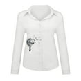 thumbnail image 4 of Fesfesfes Women's Loose Buttons Blouse Printing Lapel Long Sleeves T-shirts Blouse Tops, 4 of 5