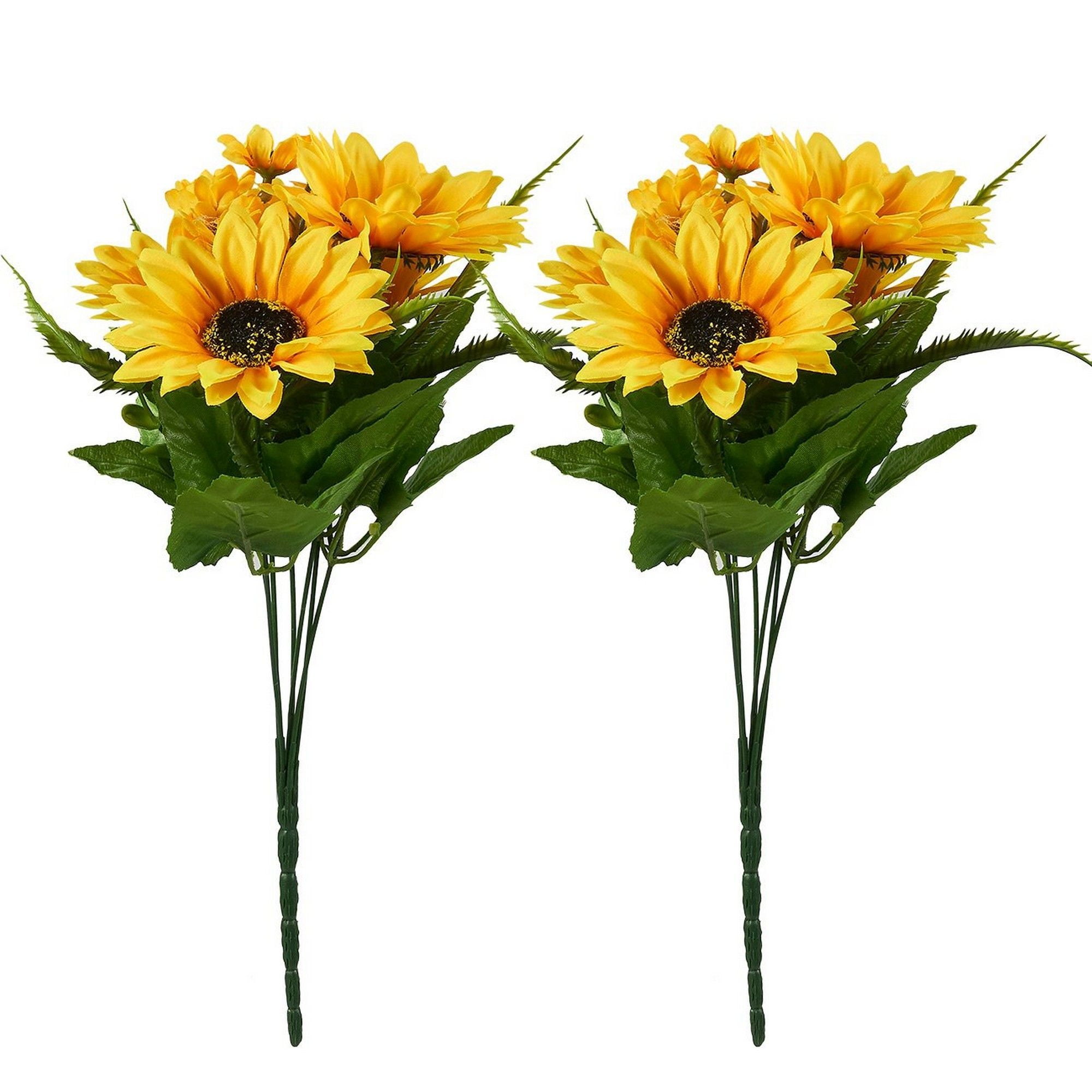 Artificial Sunflowers 2 Bunches Sunflower Bouquet In Yellow Fake
