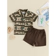 thumbnail image 5 of 2Pcs Baby Boy Western Clothes Short Sleeve Bull Print Tops + Shorts Set Toddler Outfits, 5 of 10