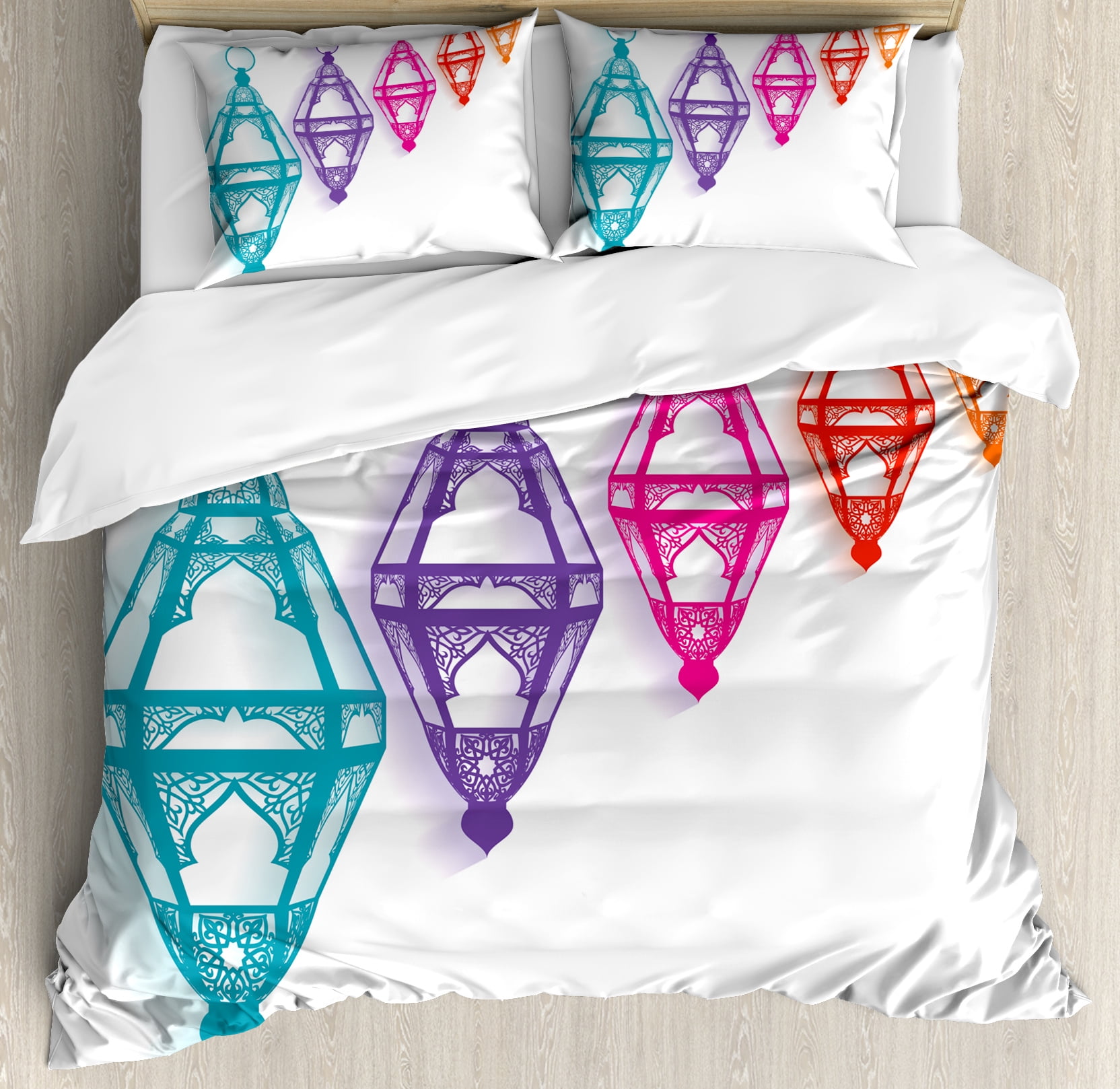 Lantern Queen Size Duvet Cover Set, Sacred Ramadan Celebration Hanging Fanoos... by Kozmos