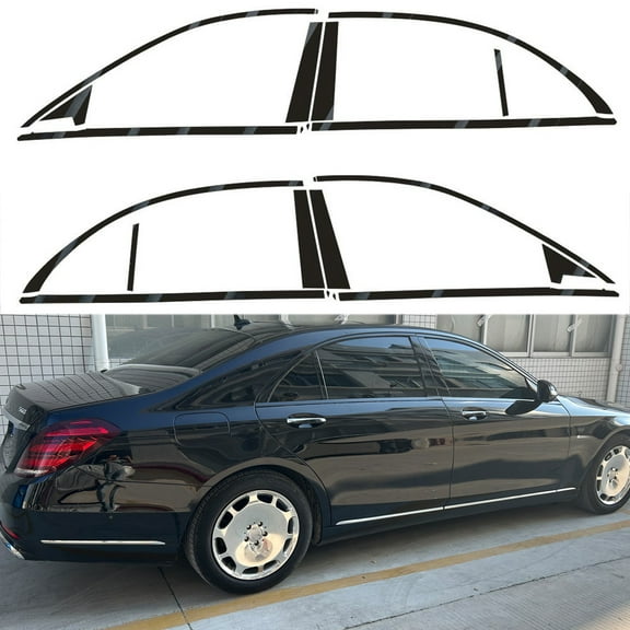 For Mercedes S Class W222 2014-2020 Window Chrome Delete Blackout ABC Pillars Glossy Black Stickers