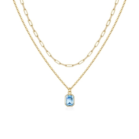 Turandoss Aquamarine Necklaces for Women March Aquamarine Necklaces for Girl Birthstone Necklace for Girl Birthstone Jewelry for Girls Birthday Gifts for Women Girls Blue Necklace