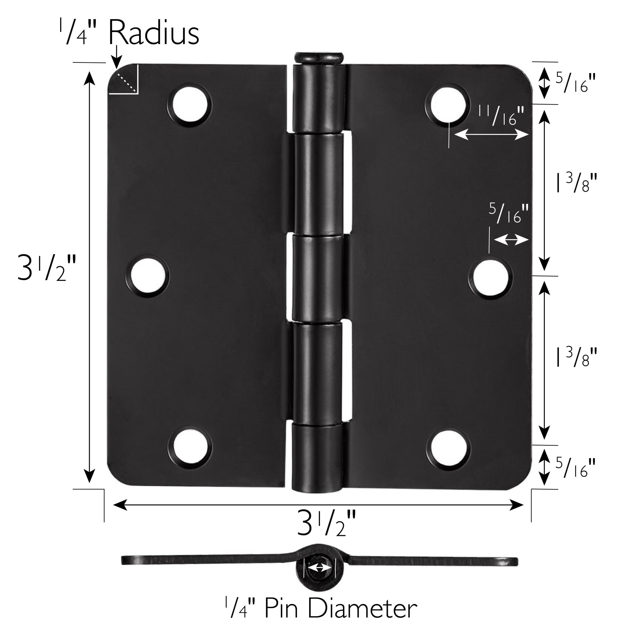 Design House Heavy Duty Steel 3.5" x 3.5" Interior Door Hardware Hinges (3-Pack)