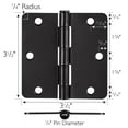 thumbnail image 2 of Design House 9-Pack 3.5" H x .25" Radius Butterfly Interior/Exterior Door Hinges, Matte Black, 2 of 8