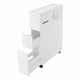 thumbnail image 5 of Toilet Slim Bathroom Storage Cabinet, Narrow Cabinet with Drawer and Wheel,2 Drawers Toilet Slim Floor Cabinet for Bathroom,White, Small, 5 of 6