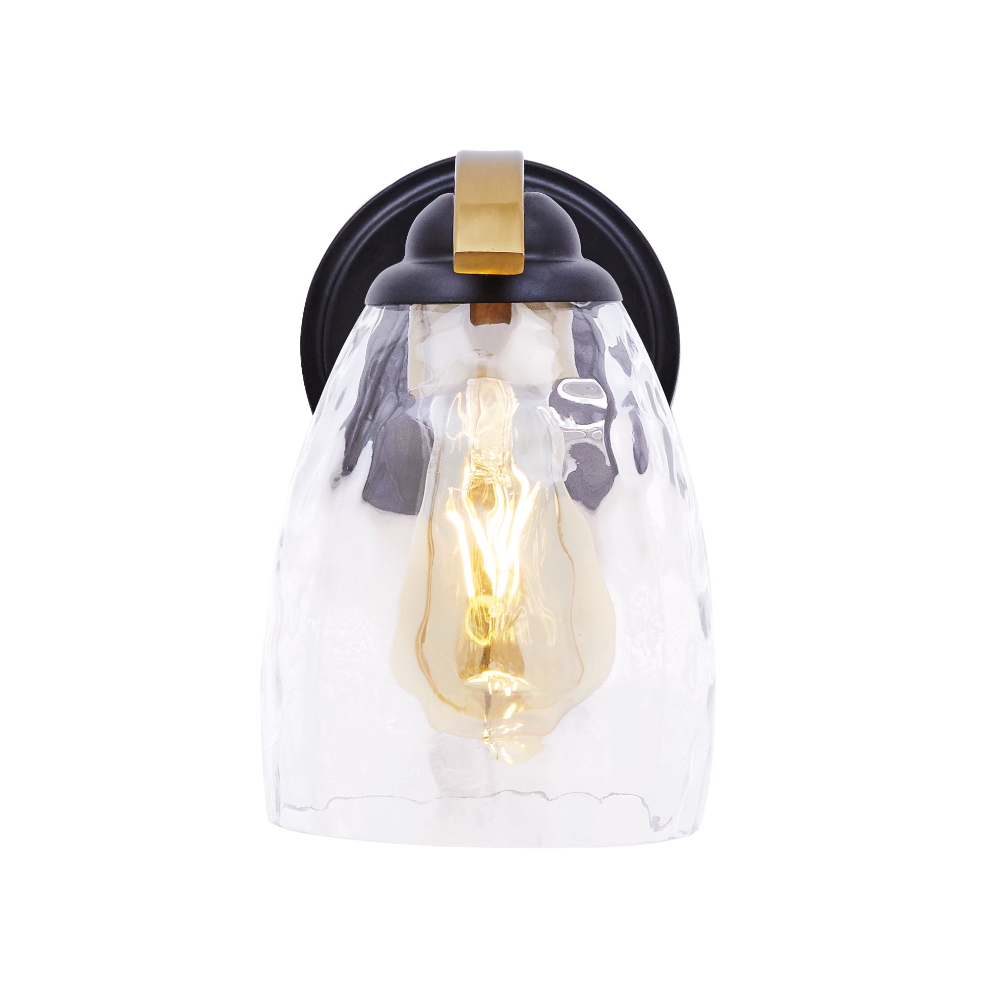 Teamson Home Heidi Dimmable 1-Light Armed Wall Sconce, Black/Brass