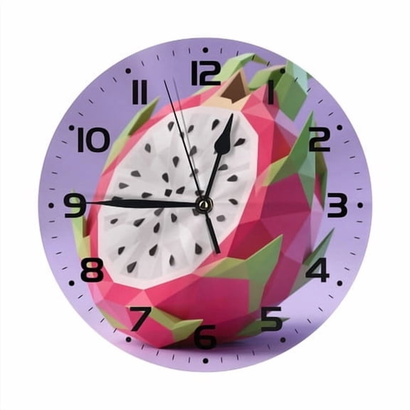 Zhmjortal 10 Inch Fruit Wall Clock, Silent Non Ticking Round Clock Battery Operated Fruit Clock Farmhouse Wall Clock for Living Room Kitchen Bedroom Office Decoration