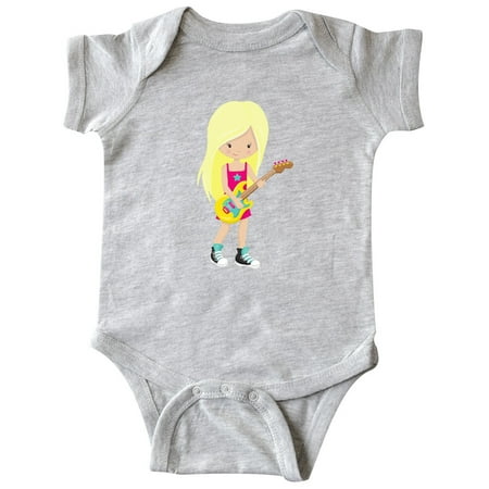 

Inktastic Rock Girl Blonde Hair Girl Playing Guitar Gift Baby Girl Bodysuit