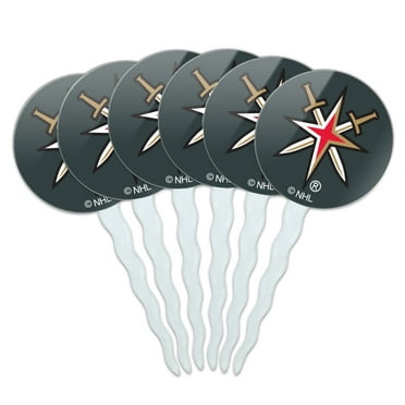 NHL Vegas Golden Knights Logo Cupcake Picks Toppers Decoration Set of 6