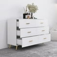 thumbnail image 5 of 6-Drawer Dresser,High Glossy Surfac Double Dresser Vanity with Golden Handle and Golden Steel Legs,for Living Room Bedroom,White, 5 of 7