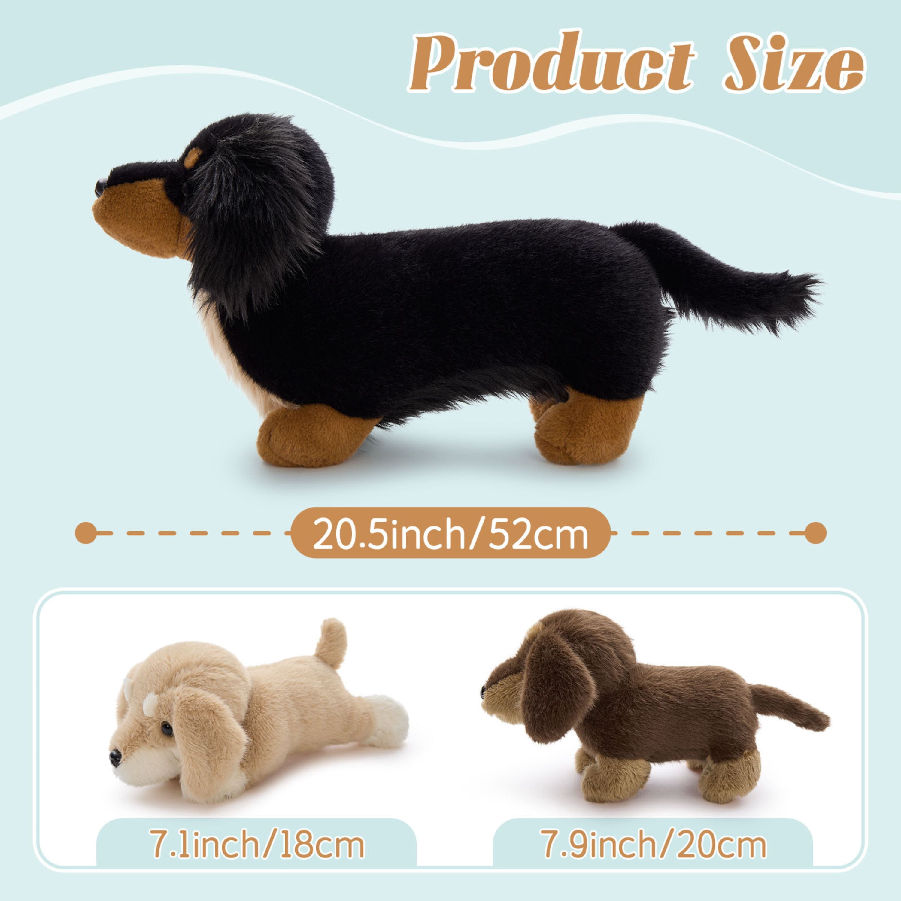 Tezituor 3Pcs Dachshund Stuffed Animal 20.5'' Weiner Dog Plush with 2 Dog Babies Plush Toy