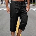 thumbnail image 2 of Xcmzpl Capri Pants for Men Chino Cargo Pants Elastic Waist Rolled Capris Solid Baggy Harem Cropped Trousers with Pockets, 2 of 8