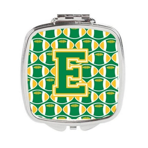 Carolines Treasures  Letter E Football Green & Gold Compact Mirror