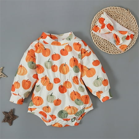 

Yiwula Halloween Newborn Infant Halloween Pumpkin Outfits Girls Long Sleeves Sweatshirt Romper Cute Clothes