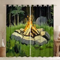 Feelyou Rustic Camping Curtains Pack of 2 (42x84 Each) for Teens, Plant Botanical Curtains Blackout, Cartoon Adventure Theme Bedroom Curtains, Blackout Curtains Home Decor