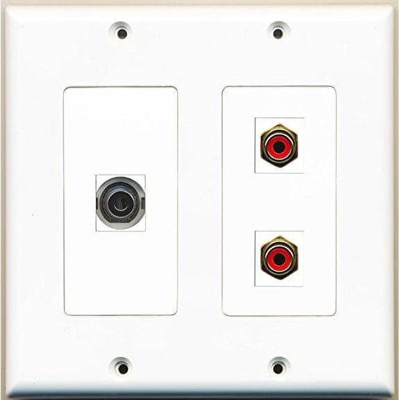 RiteAV - 2 Port RCA Red 1 Port 3.5mm - 2 Gang Wall Plate