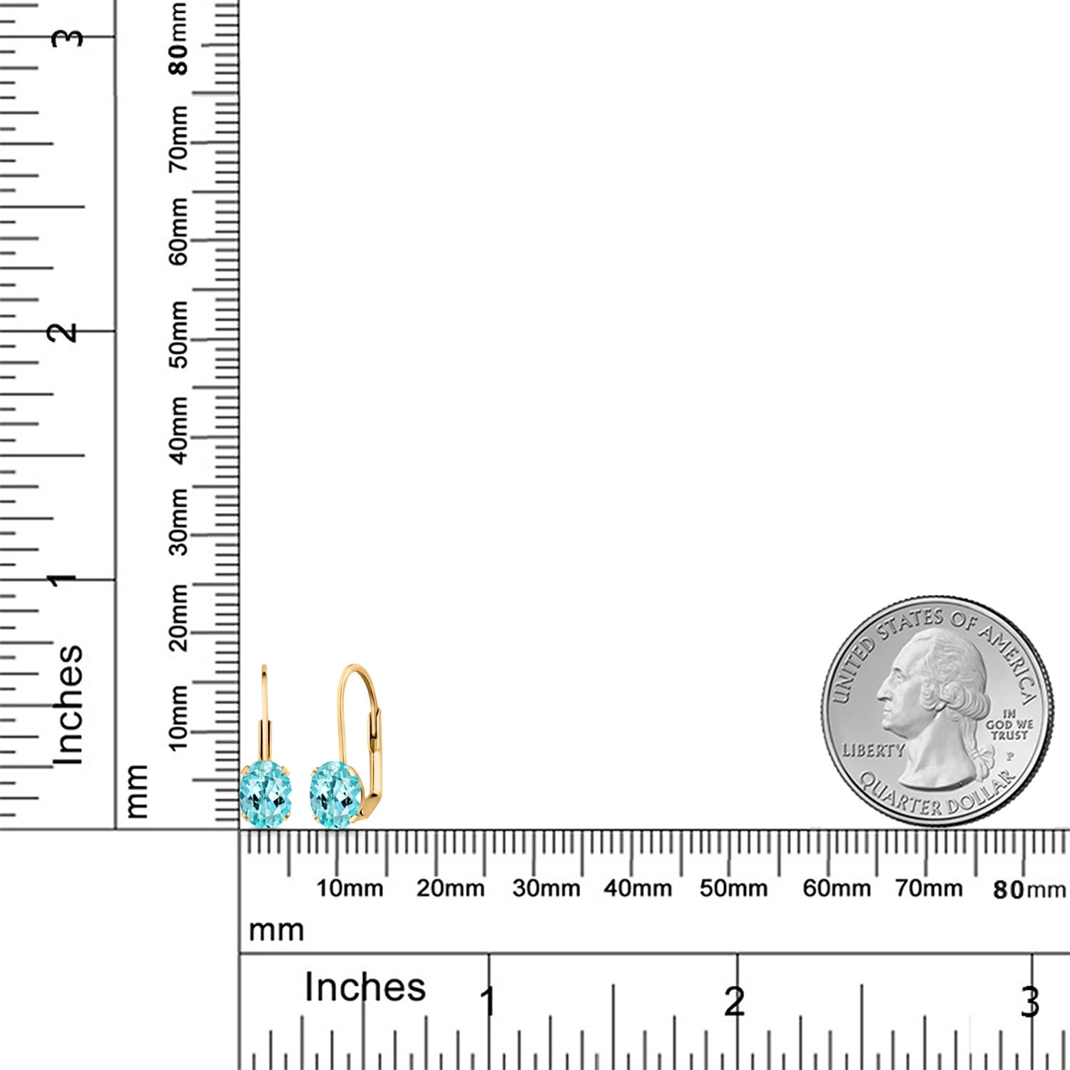 Gem Stone King Blue Apatite Yellow Gold Plated Leverback Earrings for Women (1.64 Cttw, Gemstone Birthstone, Oval 7X5MM)