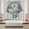 thumbnail image 2 of Ambesonne Wolf Kitchen Curtains, Detailed Sketch Canine, 55"x45", Grey Beige, 2 of 3