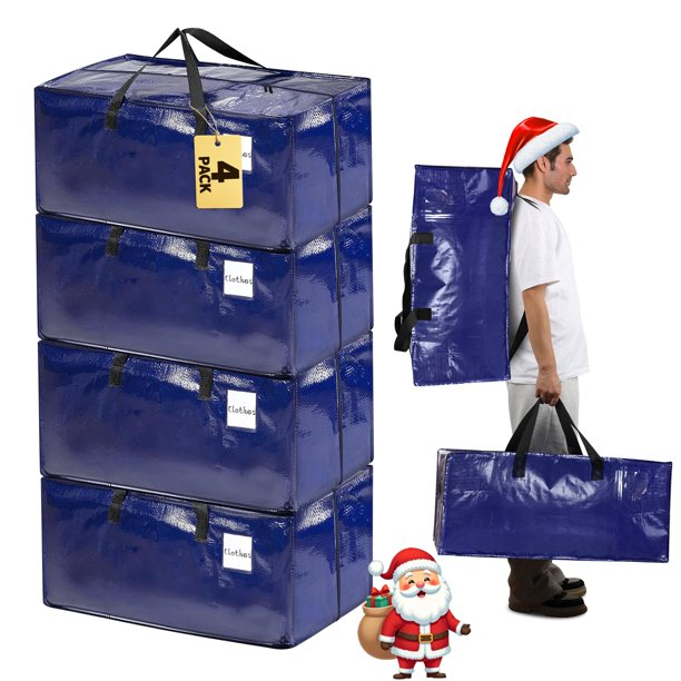 PHANCIR Bolsas de Mudanza Resistentes Extra Grandes con Asas, Correas para Mochila y Zíperes, Impermeables y Resistentes a Pinchazos, Bolsa de 4