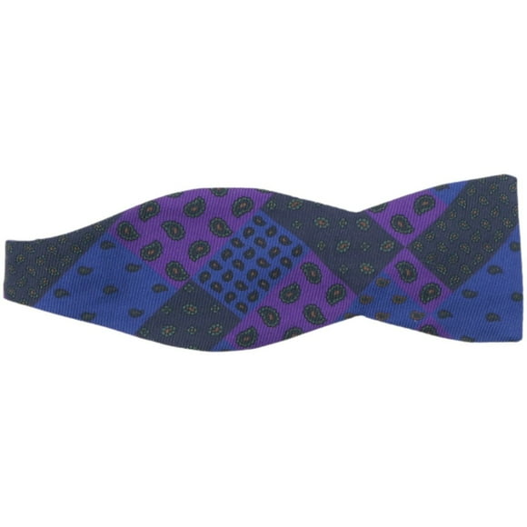 Edward Armah Men's Purple / Brown Navy Silk Double Sided Paisley and Floral Bow Tie - One Size