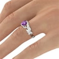 thumbnail image 3 of 1 CT Amethyst Ring 14K White Gold Flower Leaves Leaf, 3 of 7