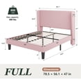 thumbnail image 4 of Amolife Full Size Platform Bed Frame with Velvet Upholstered Wingback Headboard, Pink, 4 of 13