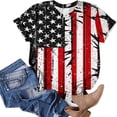 thumbnail image 5 of successthop 4th of July Clothes Women Flags Loose Plus Size V Neck T Shirt Button Festival Shirts Short Sleeve Tops 2XL, 5 of 5