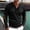 Black, variant on Men Vertical Ribbed Henley Long Sleeve Top V‑Neck Placket Elbow Patch Color Block Casual Pullover Shirts