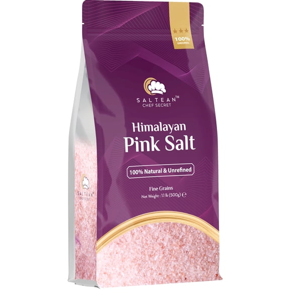 Saltean Himalayan Pink Salt Stand-up-Pouch, Fine Grains, 1.1 lbs