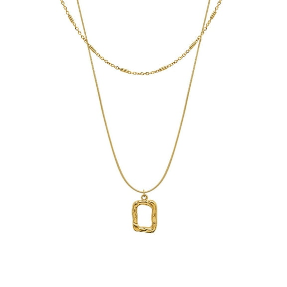 Yidarton Layered Necklaces For Women, 18k Gold Plated Simple Geometric Square Clavicle Chain Double Layer Necklace